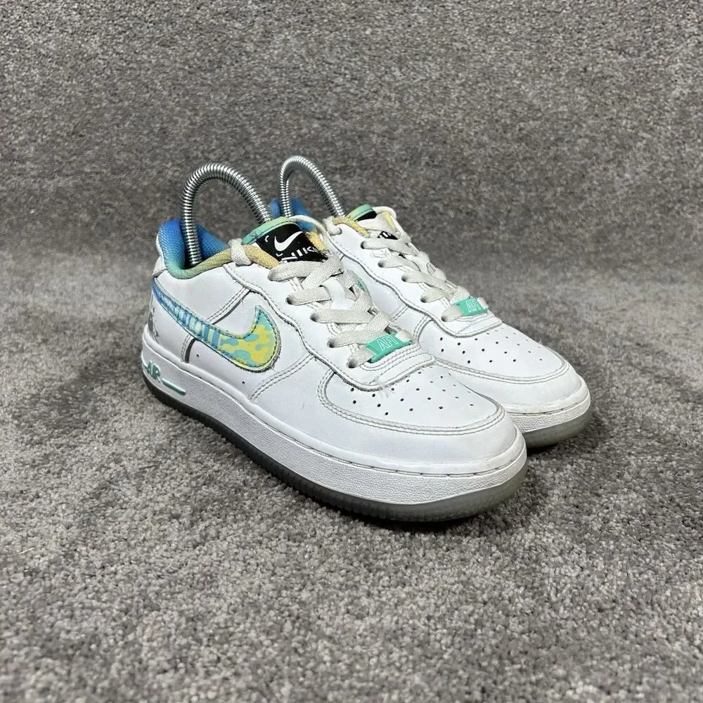 Nike Air Force 1 LV8 GS Youth Girl's Sz 3.5Y White Light Menta Leather Shoes
